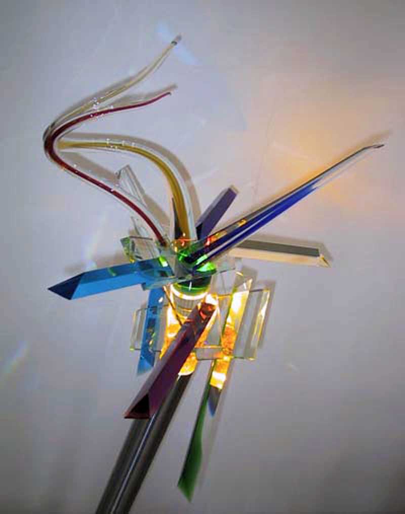 Londn,Galerie skla,stojac lampa, nerez + kilov hranoly. Prof.R.Roubek